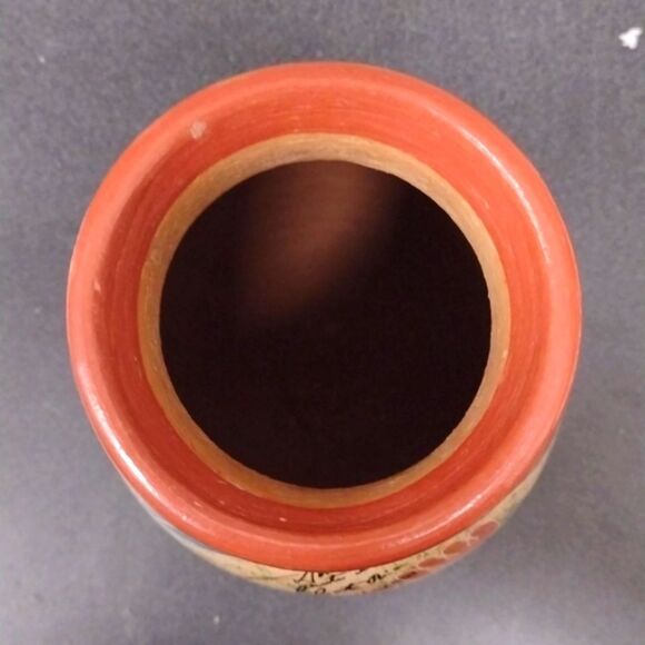 Vintage Costa Rican Hand Made & Painted Frog Motif Boho Vase Signed by Artist - Picture 5 of 9